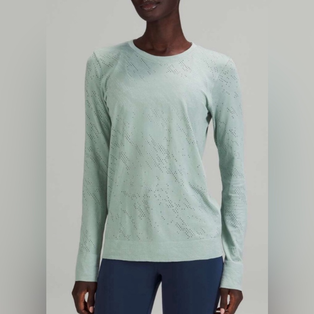 LULULEMON swiftly relaxed long sleeve shirt painted camo silver blue 2022